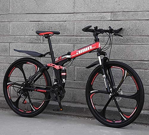 Faltbares Mountainbike, 26-Zoll-24-Gang-Doppelscheibenbremse, vollgefederte Anti-Rutsch-Fahrräder, leichter Rahmen, Federgabel,M,30 speed von LapooH