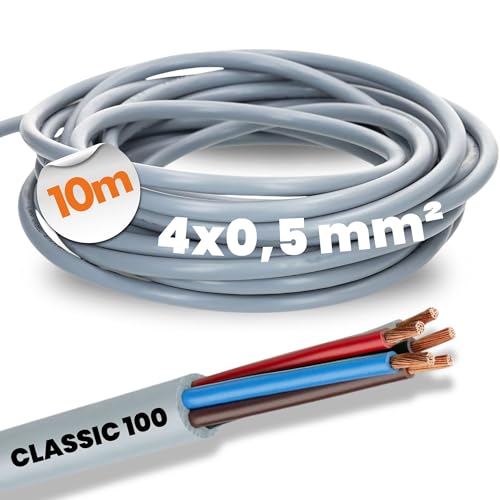 10 Meter Lapp 00101234 Ölflex Classic 100 Steuerleitung 4x0,5 mm² ohne grün-gelben Schutzleiter I Kabel 4 adrig I Farbcodierte PVC Leitung 4 adrig von Lapp