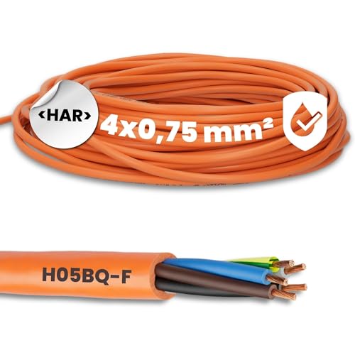 10 Meter Lapp 00136023 ÖLFLEX 550 P / H05BQ-F 4x0,75 mm² Anschlusskabel mit Schutzleiter I für Baumaschinen, Elektro Handgeräte und Landwirtschaftstechnik I PUR Anschlussleitung 4G0,75 mm2 orange von Lapp