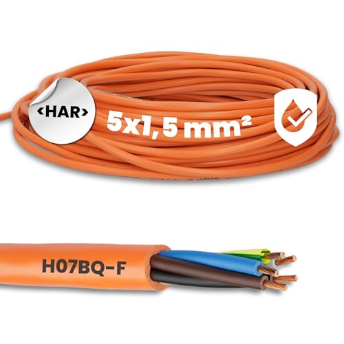 10 Meter Lapp 00136233 ÖLFLEX 550 P / H07BQ-F 5x1,5 mm² Anschlusskabel mit Schutzleiter I für Baumaschinen, Elektro Handgeräte und Landwirtschaftstechnik I PUR Anschlussleitung 5G1,5 mm2 orange von Lapp
