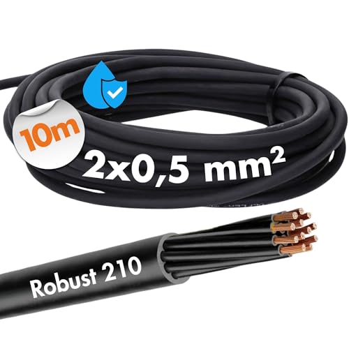 10 Meter Lapp 0021880 Ölflex Robust 210 Allwetter Steuerleitung 2x0,5 mm² ohne Schutzleiter I Außenbereich I witterungsbeständig I kälteflexibel I UV-beständig I Anschlussleitung 2x0,5 von Lapp