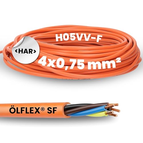 10 Meter Lapp 00275923 Ölflex SF H05VV-F PVC Elektrokabel 4x0,75 mm² I Anschlusskabel 4 adrig I Anschlussleitung 4G0,75 I Stromkabel orange 10 Meter Lapp 00275923 Ölflex SF H05VV-F PVC Elektrokabel 4x0,75 mm² I Anschlusskabel 4 adrig I Anschlussleitung 4G0,75 I Stromkabel orange von Lapp