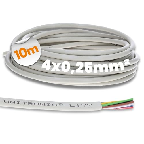 10 Meter Lapp 0028304 UNITRONIC LiYY PVC-Datenleitung 4x0,25 mm² I Lötkabel für Platine I Signalleitung I Klingelkabel I Verlängerung LED Kabel 4-adrig von Lapp