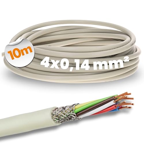 10 Meter Lapp 0034304 LiYCY geschirmte Steuerleitung 4x0,14 mm² I PVC Datenleitung grau I LED Verbindungsleitung I Steuerkabel 4 adrig für Schaltschränke von Lapp