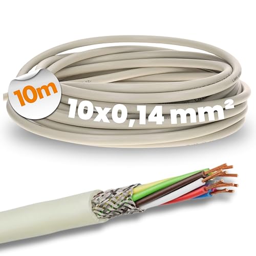 10 Meter Lapp 0034310 LiYCY geschirmte Steuerleitung 10x0,14 mm² I PVC Datenleitung grau I LED Verbindungsleitung I Steuerkabel 10 adrig für Schaltschränke von Lapp