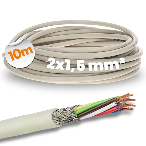 10 Meter Lapp 0034902 LiYCY geschirmte Steuerleitung 2X1,5 mm² I PVC Datenleitung grau I LED Verbindungsleitung I Steuerkabel 2 adrig für Schaltschränke I Lötkabel von Lapp