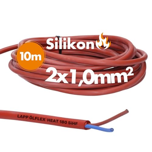 10 Meter Lapp 0046007 Ölflex Heat 180 Silikonleitung 2x1,0 mm² I Silikonkabel I Saunaofen Kabel 10 m I SiHF Saunakabel 2 x 1,0 mm² von Lapp