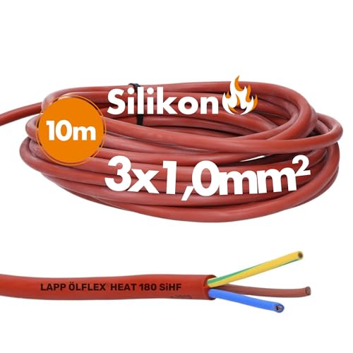 10 Meter Lapp 0046008 Ölflex Heat 180 Silikonleitung 3x1,0 mm² I Silikonkabel I Saunaofen Kabel 10 m I SiHF Saunakabel 3G1,0 mm² mit grün-gelben Schutzleiter von Lapp