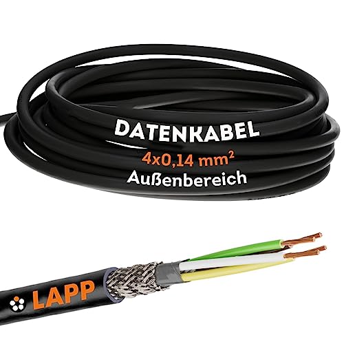 10 Meter Lapp 1030452 LiYCY geschirmte Steuerleitung 4x0,14 mm² I UV-resistent I Signalkabel 4 adrig I Datenkabel für Außenbereich I Lötkabel I Verbindungsleitung LED I Anschlussleitung schwarz von Lapp