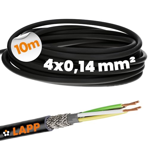 10 Meter Lapp 1030452 LiYCY geschirmte Steuerleitung 4x0,14 mm² I UV-resistent I Signalkabel 4 adrig I Datenkabel für Außenbereich I Lötkabel I Verbindungsleitung LED I Anschlussleitung schwarz 10 Meter Lapp 1030452 LiYCY geschirmte Steuerleitung 4x0,14 mm² I UV-resistent I Signalkabel 4 adrig I Datenkabel für Außenbereich I Lötkabel I Verbindungsleitung LED I Anschlussleitung schwarz von Lapp