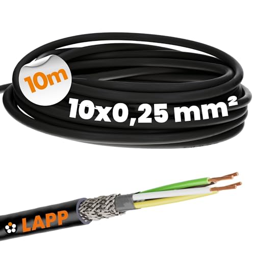 10 Meter Lapp 1030480 LiYCY geschirmte Steuerleitung 10x0,25 mm² I UV-resistent I Signalkabel 10 adrig I Datenkabel für Außenbereich I Lötkabel I Verbindungsleitung LED I Anschlussleitung schwarz von Lapp