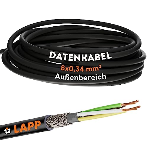 10 Meter Lapp 1030501 LiYCY geschirmte Steuerleitung 8x0,34 mm² I UV-resistent I Signalkabel 8 adrig I Datenkabel für Außenbereich I Lötkabel I Verbindungsleitung LED I Anschlussleitung schwarz von Lapp