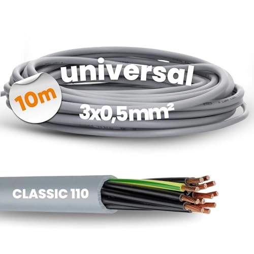 10 Meter Lapp 1119003 Ölflex Classic 110 PVC Steuerleitung 3x0,5 mm² mit grün-gelben Schutzleiter 3G0,5 mm² I Steuerkabel 3 adrig I Kabel 3 adrig von Lapp