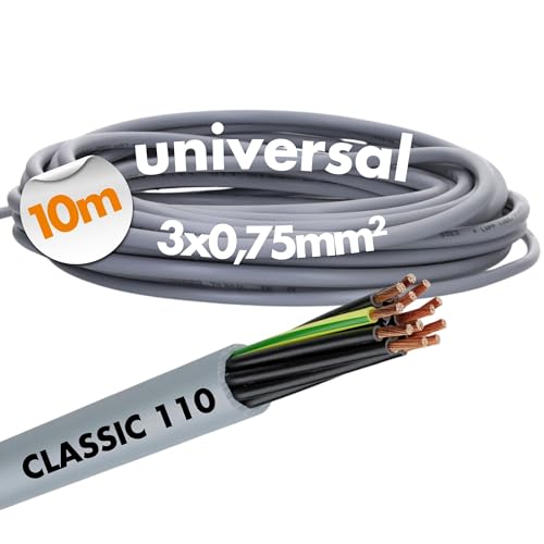 10 Meter Lapp 1119103 Ölflex Classic 110 PVC-Steuerleitung 3x0,75 mm² mit grün-gelben Schutzleiter 3G0,75mm² I Steuerkabel 3 adrig I Kabel 3 adrig von Lapp