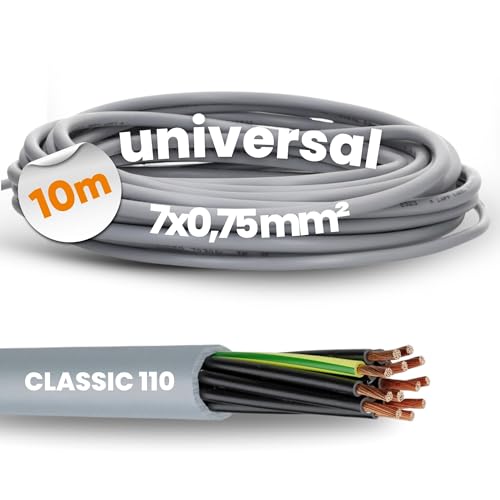 10 Meter Lapp 1119107 Ölflex Classic 110 PVC-Steuerleitung 7x0,75 mm² mit grün-gelben Schutzleiter 7G0,75mm² I Mantelleitung 7 adrig I Kabel 7 adrig von Lapp