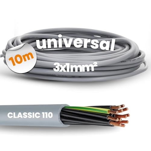 Lapp 10 Meter 1119203 Ölflex Classic 110 PVC-Steuerleitung 3x1 mm² mit grün-gelben Schutzleiter 3G1,0 mm² I Mantelleitung 3 adrig I Kabel 3 adrig von Lapp
