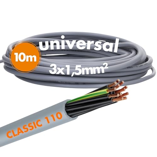 10 Meter Lapp 1119303 Ölflex Classic 110 PVC-Steuerleitung 3x1,5 mm² mit grün-gelben Schutzleiter 3G1,5 mm² I Steuerkabel 3 adrig I Kabel 3 adrig von Lapp