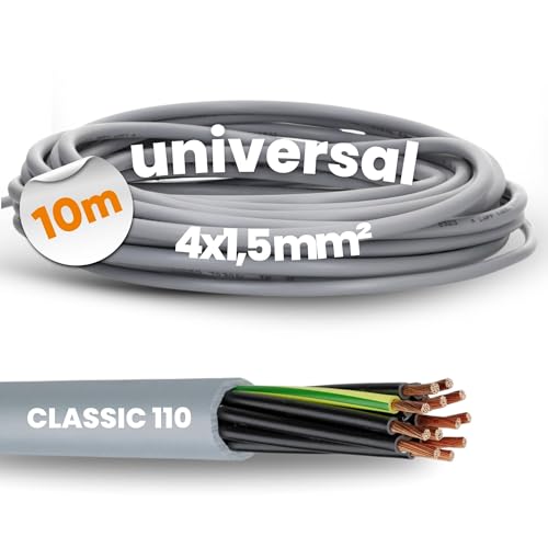 10 Meter Lapp 1119304 Ölflex Classic 110 PVC-Steuerleitung 4x1,5 mm² mit grün-gelben Schutzleiter 4G1,5 mm² I Steuerkabel 4 adrig I Kabel 4 adrig von Lapp
