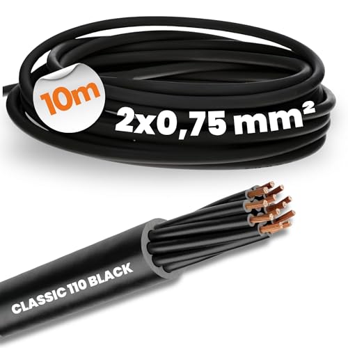 10 Meter Lapp 1120232 Ölflex Classic 110 Black 0,6/1kV PVC Steuerleitung 2x0,75 mm² ohne Schutzleiter I Außenbereich I flammwidrig I Kabel 2 adrig von Lapp