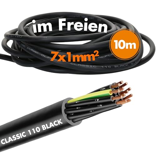 10 Meter Lapp 1120274 Ölflex Classic 110 Black 0,6/1kV PVC Steuerleitung 7x1 mm² mit Schutzleiter I Außenbereich I flammwidrig I Kabel 7 adrig I Anschlussleitung 7G1,0 von Lapp