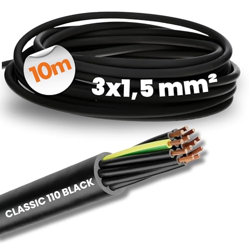 10 Meter Lapp 1120307 Ölflex Classic 110 Black 0,6/1kV PVC Steuerleitung 3x1,5 mm² mit Schutzleiter I Außenbereich I flammwidrig I Kabel 3 adrig I Anschlussleitung 3G1,5 von Lapp