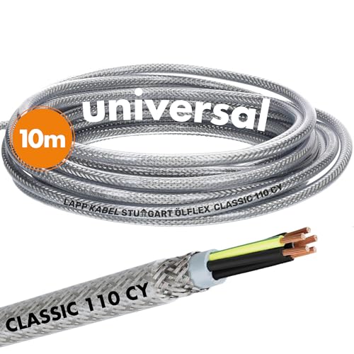 10 Meter Lapp 1135303 Ölflex Classic 110 CY geschirmte Steuerleitung 3x1,5 mm² mit grün-gelben Schutzleiter 3G1,5 I geschirmtes Kabel 3-adrig I Steuerkabel I Außenmantel transparent von Lapp