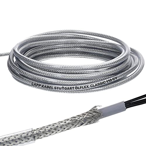 10 Meter Lapp 1135753 Ölflex Classic 110 CY geschirmte Steuerleitung 3x0,5 mm² ohne grün-gelbem Schutzleiter I geschirmtes Kabel 3 adrig I Steuerkabel 3 adrig mit Schirm I Außenmantel transparent von Lapp