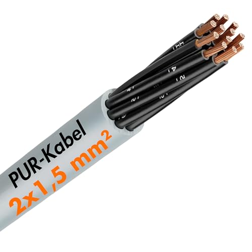 10 Meter Lapp 1312952 Ölflex Classic 400 P Steuerleitung 2x1,5 mm² grau ohne grün-gelben Schutzleiter I PUR Kabel UV-beständig I ozon-, hydrolyse- und witterungsbeständig I Steuerkabel 2 adrig von Lapp