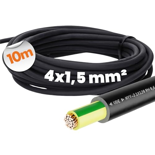 10 Meter Lapp 15500023 NYY-J 4x1,5 mm² RE 0,6/1kV schwarz I Erdkabel 4G1,5mm² mit Schutzleiter für feste Verlegung I PVC Starkstromkabel für Außenbereich I UV-beständig und flammwidrig I Kupfer 10 Meter Lapp 15500023 NYY-J 4x1,5 mm² RE 0,6/1kV schwarz I Erdkabel 4G1,5mm² mit Schutzleiter für feste Verlegung I PVC Starkstromkabel für Außenbereich I UV-beständig und flammwidrig I Kupfer von Lapp