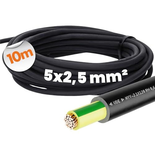 10 Meter Lapp 15500123 NYY-J 5x2,5 mm² RE 0,6/1kV schwarz I Erdkabel mit Schutzleiter für feste Verlegung I PVC Starkstromkabel 5G2,5mm² für Außenbereich I UV-beständig, Flammwidrig I Kupfer 10 Meter Lapp 15500123 NYY-J 5x2,5 mm² RE 0,6/1kV schwarz I Erdkabel mit Schutzleiter für feste Verlegung I PVC Starkstromkabel 5G2,5mm² für Außenbereich I UV-beständig, Flammwidrig I Kupfer von Lapp