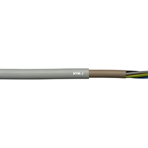 10 Meter Lapp 16000003 NYM-J Stromkabel 3G1,5 mm² I Normleitung mit grün-gelbem Schutzleiter für Innenausbauten I Kabel 3x1,5 für Elektroinstallation I Feuchtraumkabel grau von Lapp