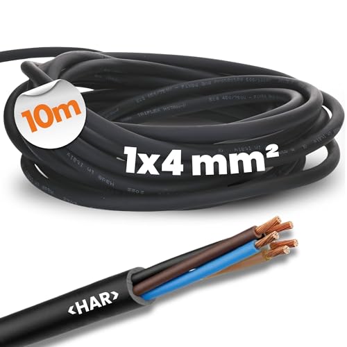 10 Meter Lapp 1600097 H07RN-F 1x4 mm² Gummileitung flexibel ohne Schutzleiter I UV-resistentes Kabel für Außenbereich I ölbeständig I kältebeständig I Anschlussleitung schwarz von Lapp