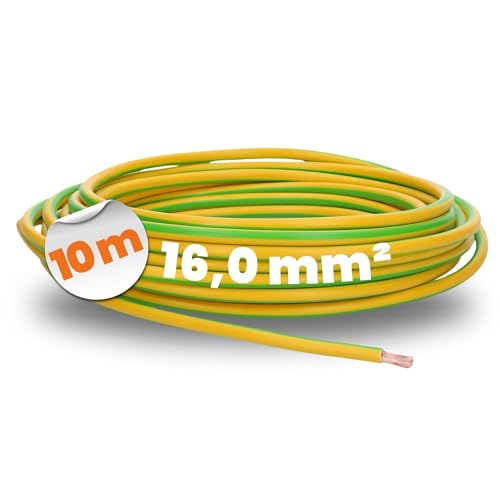 10 Meter Lapp 4520006 H07V-K 16,0 mm² grün-gelb I Erdungskabel I Schutzleiter 16mm2 I Verdrahtungsleitung I Aderleitung flexibel I PVC-Einzelader I Litze I Verdrahtung von Lapp