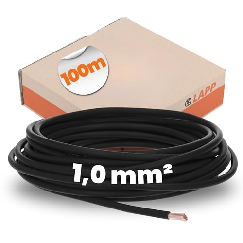 100 Meter Lapp 4510013 H05V-K 1,0 mm² schwarz I Verdrahtungsleitung I Aderleitung flexibel I PVC-Einzelader I Litze 1mm2 I Verdrahtung von Lapp