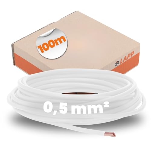 100 Meter Lapp 4510051 H05V-K 0,5 mm² weiß I Verdrahtungsleitung I Aderleitung flexibel I PVC Einzelader I Litze 0,5mm2 I Verdrahtung von Lapp