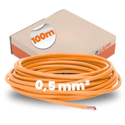 100 Meter Lapp 4510091 H05V-K 0,5 mm² orange I Verdrahtungsleitung I Aderleitung flexibel I PVC Einzelader I Draht Litze 0,5mm2 I Verdrahtung von Lapp