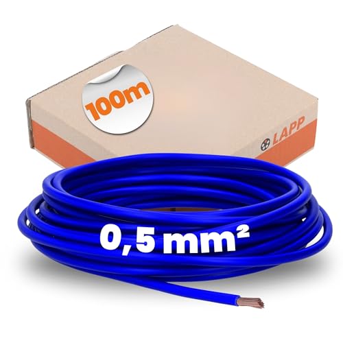 100 Meter Lapp 4510161 H05V-K 0,5 mm² ultramarinblau I Verdrahtungsleitung I Aderleitung flexibel I PVC-Einzelader I Litze 0,5mm2 I Verdrahtung von Lapp
