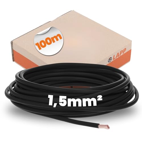 100 Meter Lapp 4520011 H07V-K 1,5 mm² schwarz I Verdrahtungsleitung I Aderleitung flexibel I PVC Einzelader I Litze 1,5mm2 I Verdrahtung 100 Meter Lapp 4520011 H07V-K 1,5 mm² schwarz I Verdrahtungsleitung I Aderleitung flexibel I PVC Einzelader I Litze 1,5mm2 I Verdrahtung von Lapp