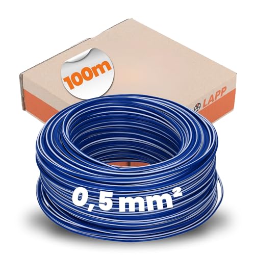 100 Meter Lapp 4510921 H05V-K 0,5 mm² dunkelblau-weiß I Verdrahtungsleitung I Aderleitung flexibel I PVC-Einzelader I Litze 0,5mm2 I Verdrahtung von Lapp