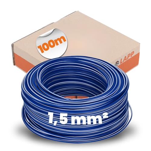 100 Meter Lapp 4520921 H07V-K 1,5 mm² dunkelblau-weiß I Verdrahtungsleitung I Aderleitung flexibel I PVC-Einzelader I Litze 1,5mm2 I Verdrahtung von Lapp