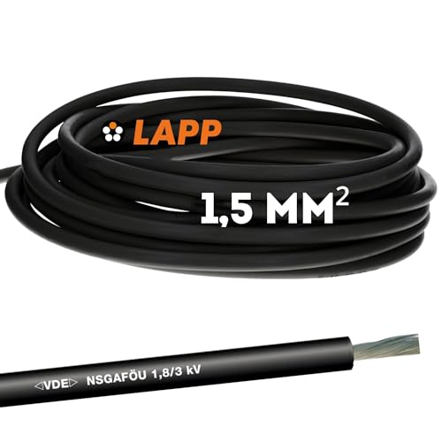 10m Lapp 1600300 NSGAFÖU 1 x 1,5 mm² Schwarz I Flexibeles Kabel mit Gummi-Isolierung von Lapp