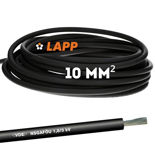 10m Lapp 1600304 NSGAFÖU 1 x 10 mm² Schwarz I Flexibeles Kabel mit Gummi-Isolierung von Lapp