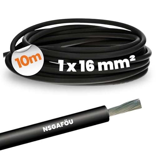 10 Meter Lapp 1600305 NSGAFÖU 1,8/3kV 1x16 mm² Gummileitung schwarz I UV- und Ölbeständig I verzinntes Kupfer I feindrähtige Einzelader 16mm2 für Schaltanlagen, Schienenfahrzeuge und Busse von Lapp