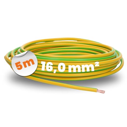 5 Meter Lapp 4520006 H07V-K 16,0 mm² grün-gelb I Erdungskabel I Schutzleiter 16mm2 I Verdrahtungsleitung I Aderleitung flexibel I PVC-Einzelader I Litze I Verdrahtung von Lapp