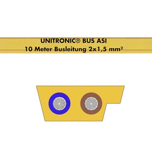 Lapp 10 Meter 2170228 Unitronic BUS ASI (G) Busleitung 2x1,5 mm² YE I Gummi Kabel flach I Gummileitung gelb I Datenleitung 2-adrig I Halogenfrei I Bus Kabel I Buskabel AS-Interface I Datenkabel von Lapp