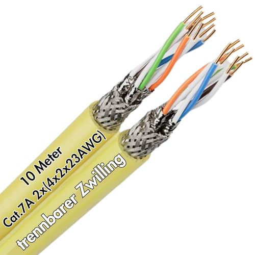 Lapp 10 Meter 2170981 ETHERLINE LAN Kabel 1000 Cat.7A 2x(4x2x23AWG) Duplex I 1000 MHz I LABS-frei I EMV Abschirmung I Verlege Kabel halogenfrei I Netzwerkkabel Twin Datenkabel I Netzwerk Verkabelung von Lapp