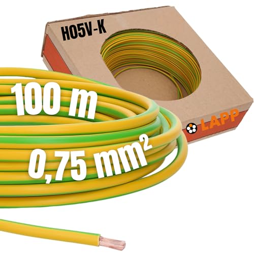 100 Meter Lapp 4510002 H05V-K 0,75 mm² grün/gelb I Verdrahtungsleitung I Aderleitung flexibel I PVC Einzelader I Litze 0,75mm2 I Verdrahtung von Lapp
