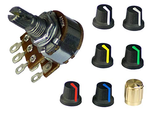 Potentiometer Stereo logarithmisch 1K | 2,2K | 5K | 10K | 22K | 50K | 100K | 220K | 500K | Drehregler Poti Ösen (5K) von Lapp