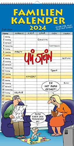 Uli Stein Familienkalender 2024: Familienplaner mit 5 Spalten: Kalender für die Familie: Urlaub, Geburtstage, Termine auf einen Blick! (Uli Stein Kalender 2024) von Lappan Verlag