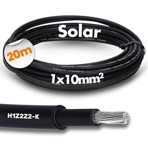 20 Meter Lapp 1023760 H1Z2Z2-K Solarkabel 10mm² optimierte Version I Kabel für Solartechnik I Solarleitung für Außenbereich I 1x10 Litze Schwarz Weiß von Lappkabel